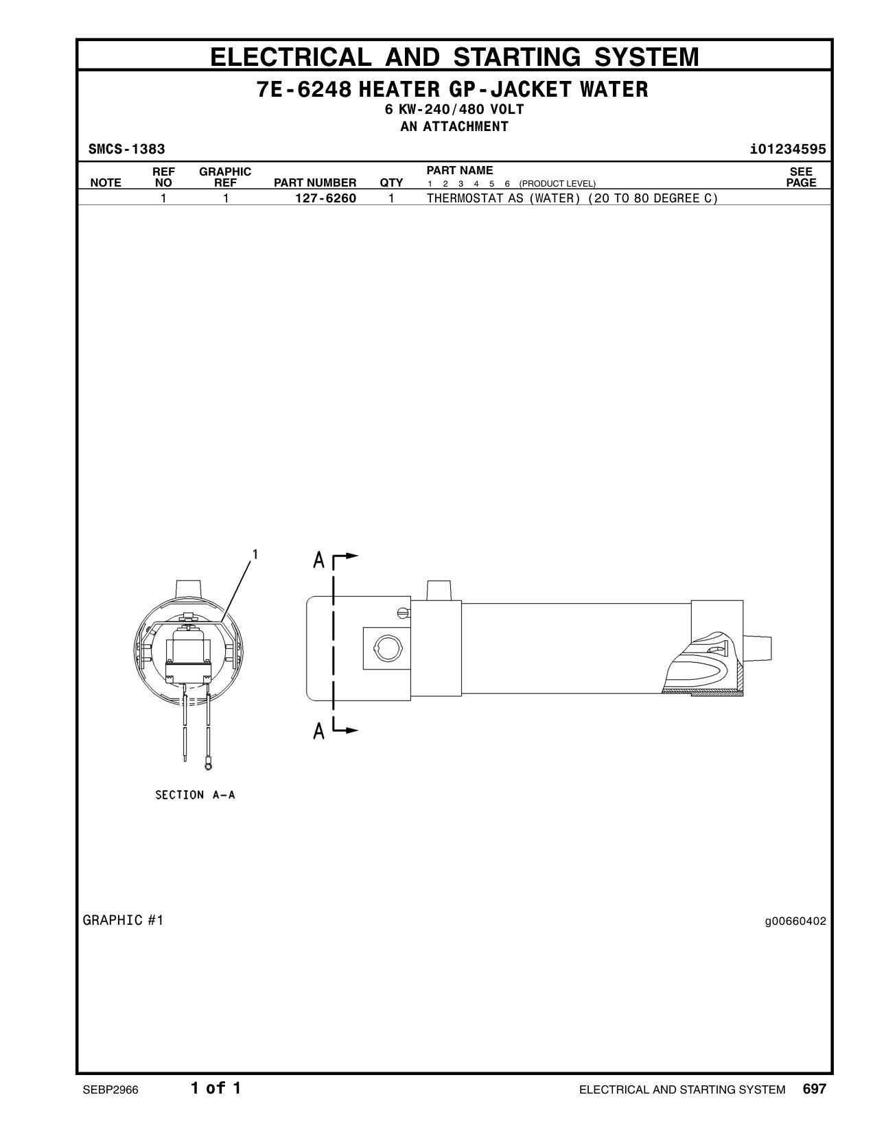 127-6260 THERMOSTAT AS (20-DEG C TO 80-DEG C) (JACKET CAT parts manual diagram