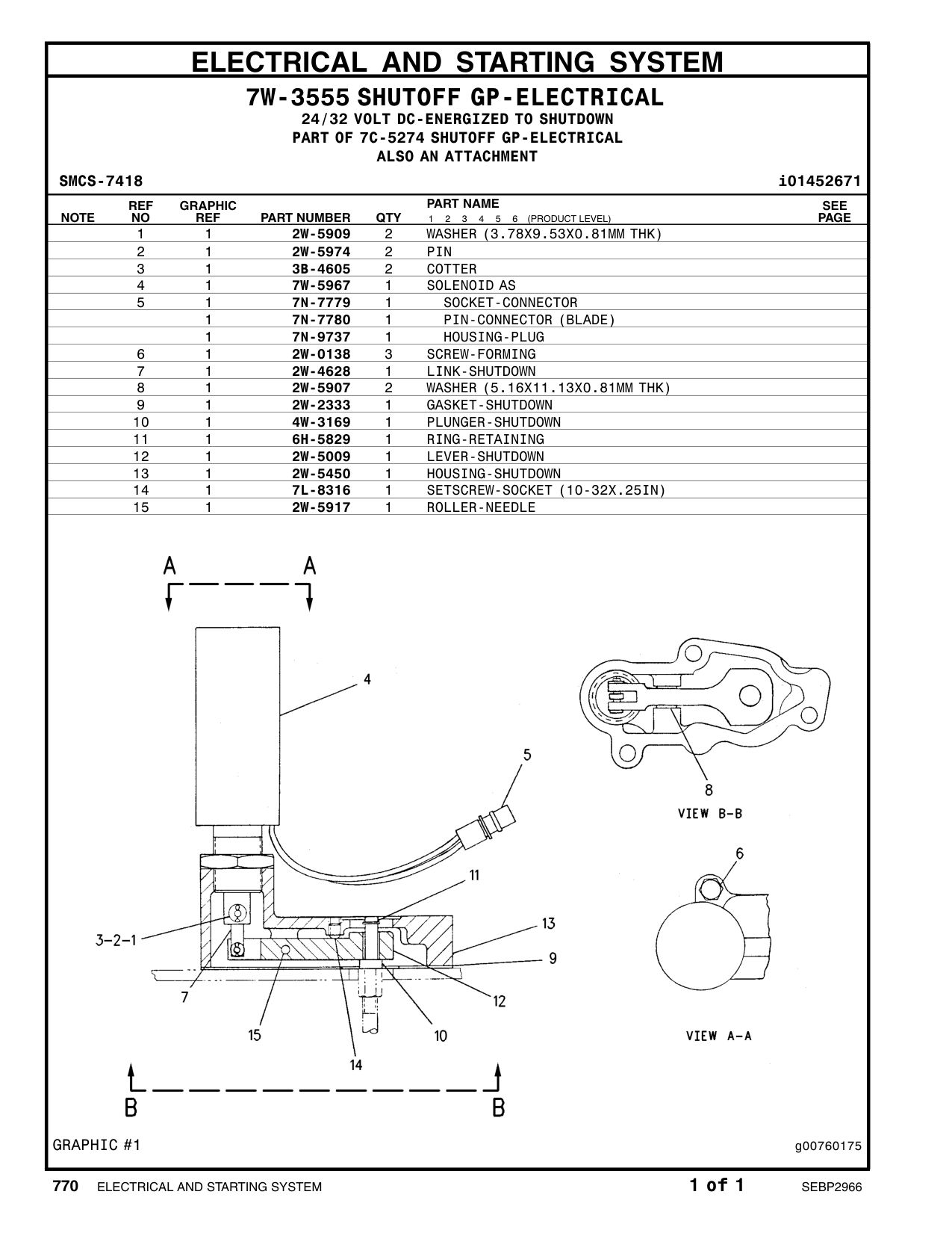 2W-5974 PIN CAT parts manual diagram