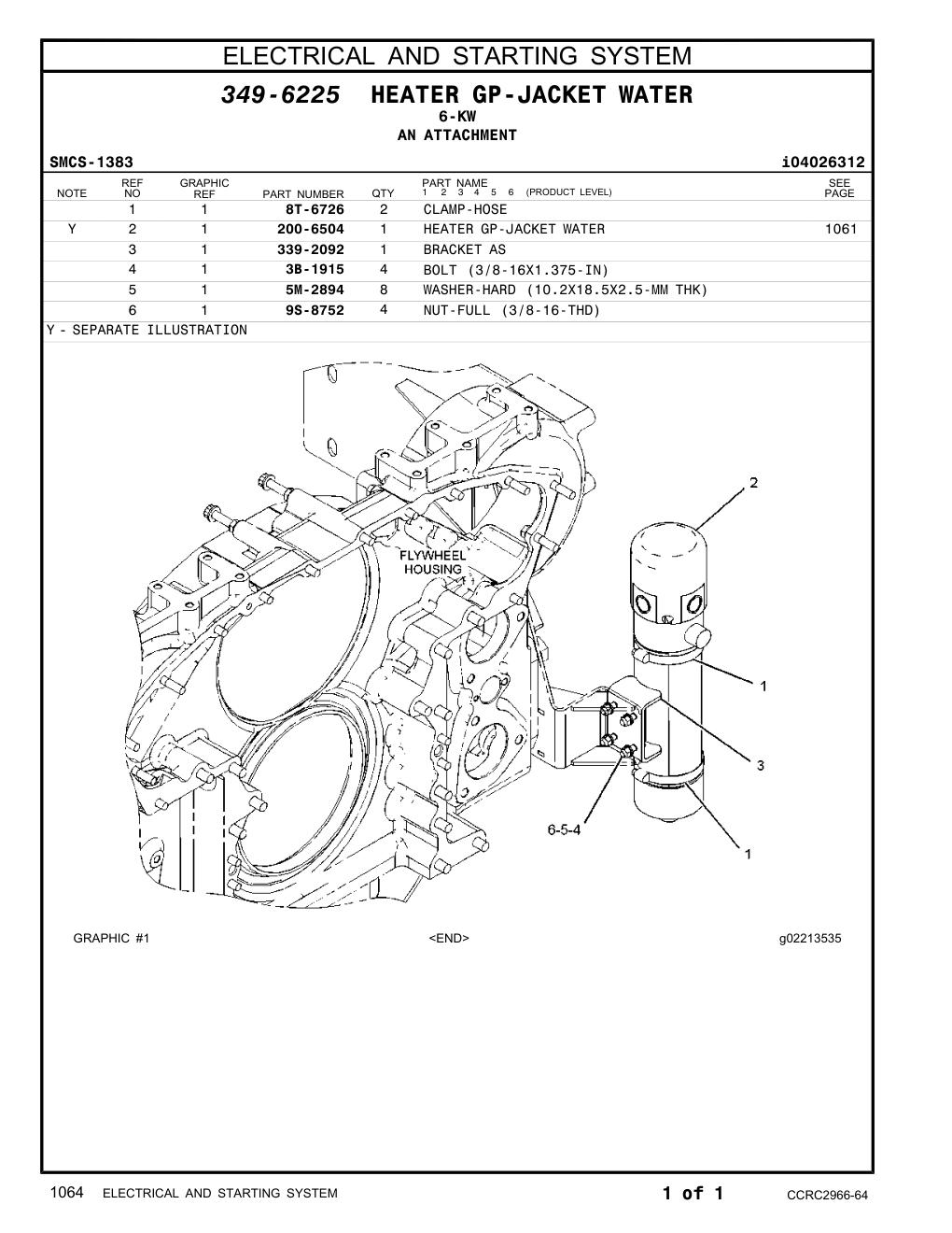 200-6504 HEATER GP-JACKET WATER CAT parts manual diagram