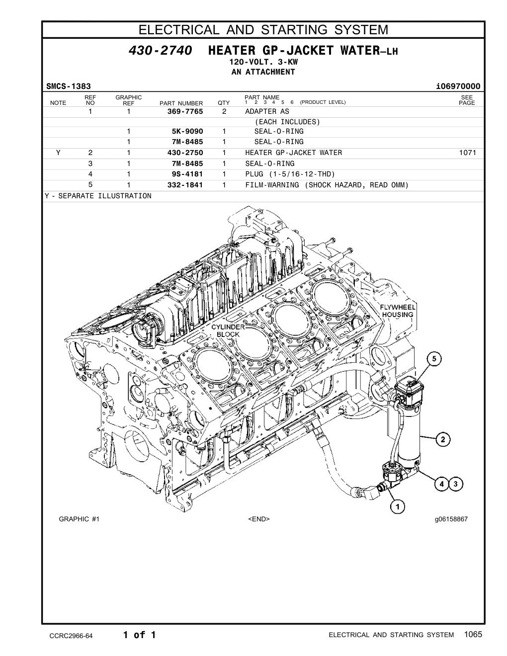 332-1841 FILM-WARNING (SHOCK HAZARD, READ OMM) CAT parts manual diagram