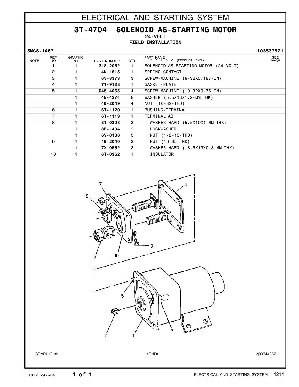 318-2082 SOLENOID AS-STARTING MOTOR (24-VOLT) CAT parts manual diagram