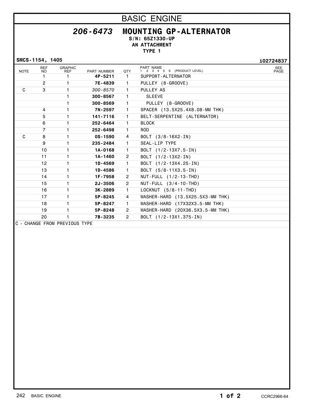 300-8569 PULLEY (8-GROOVE) · S/N 65Z1330-UP CAT parts manual diagram