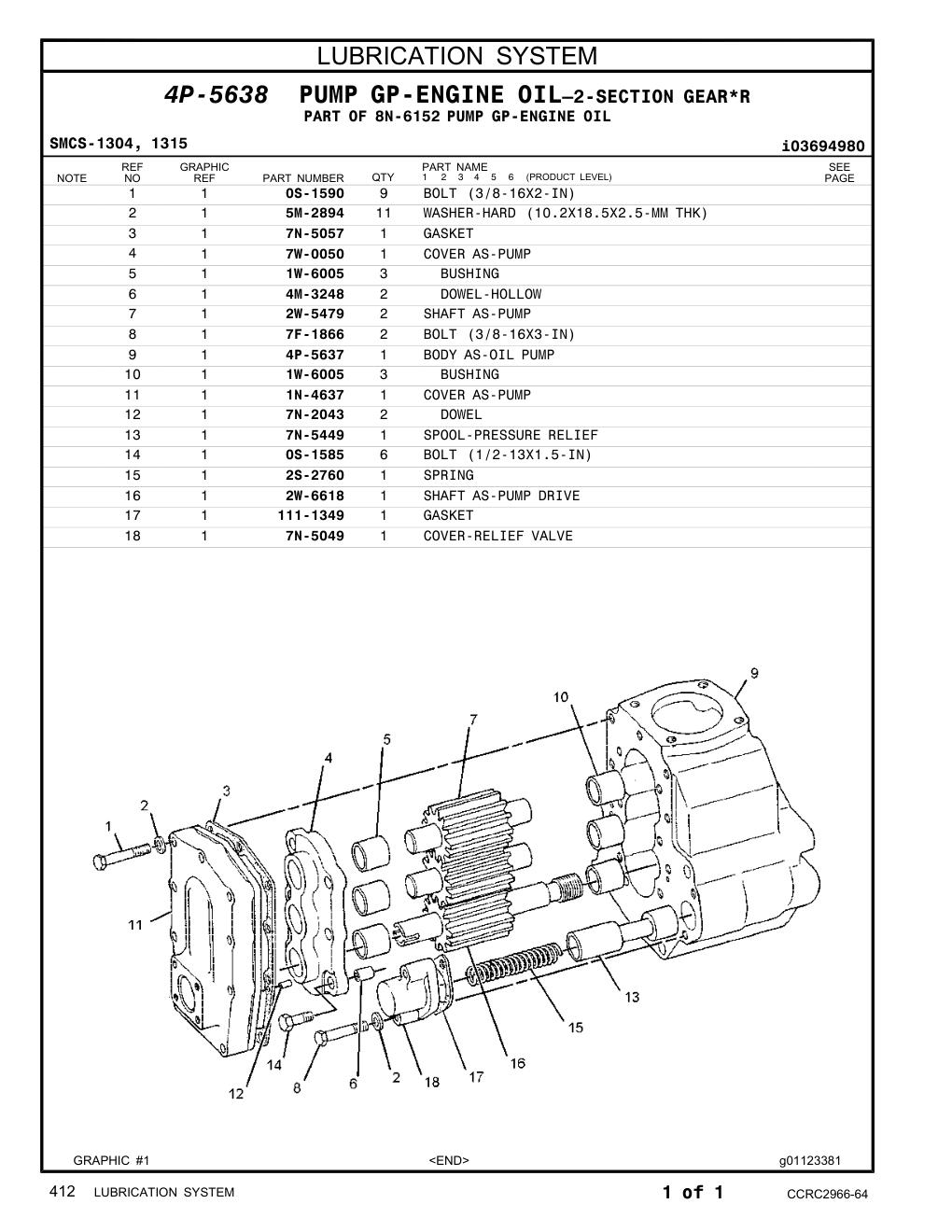 4P-5637 BODY AS-OIL PUMP CAT parts manual diagram
