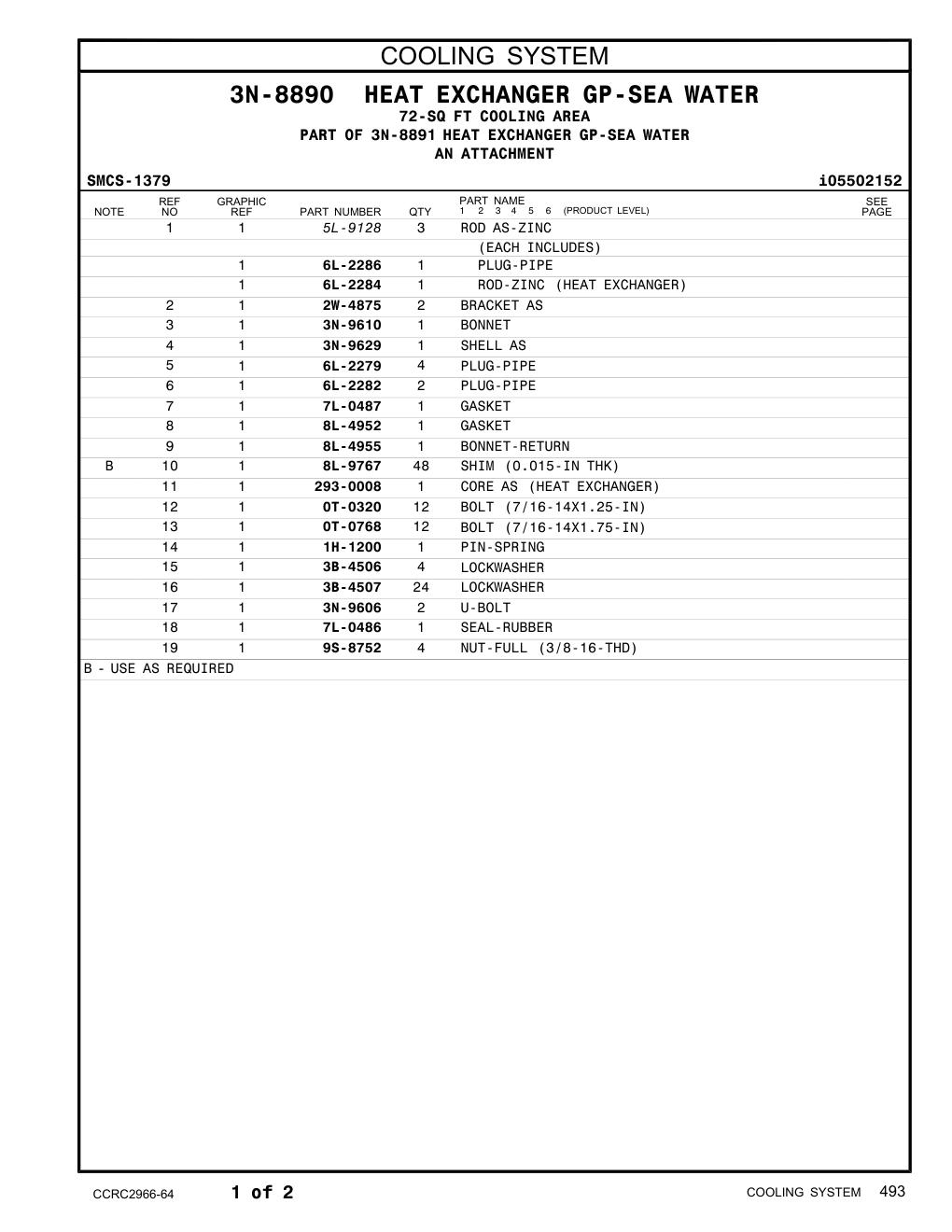 293-0008 CORE AS (HEAT EXCHANGER) CAT parts manual diagram