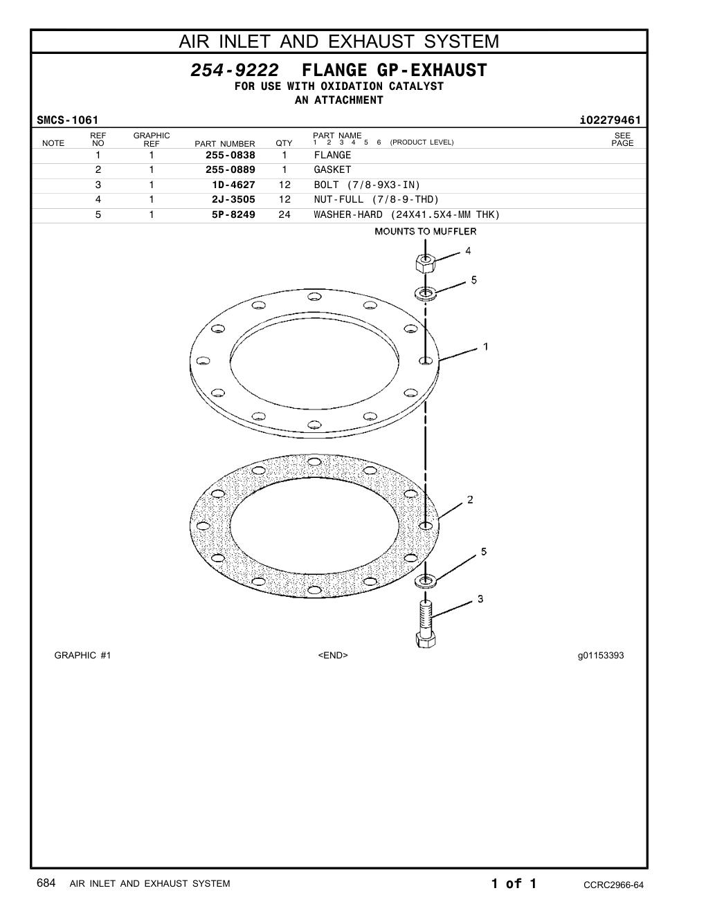255-0889 GASKET CAT parts manual diagram
