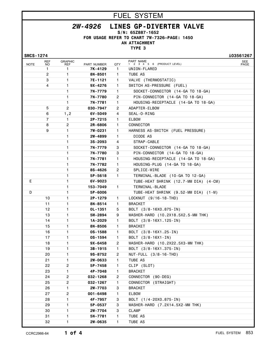 5P-5618 TERMINAL-BLADE (10-GA TO 12-GA) · S/N 65Z887-1652 CAT parts manual diagram