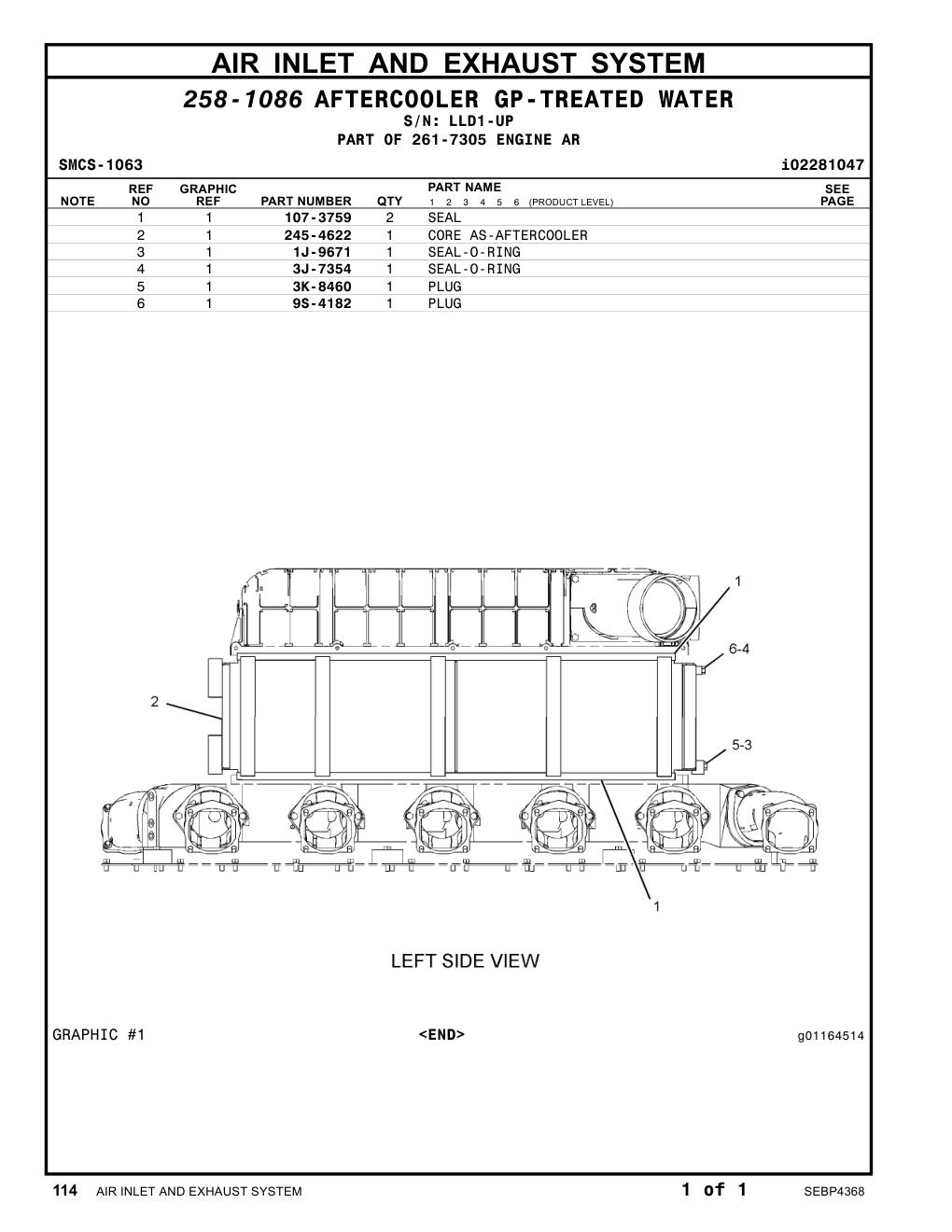 245-4622 CORE AS-AFTERCOOLER · S/N LLD1-UP CAT parts manual diagram