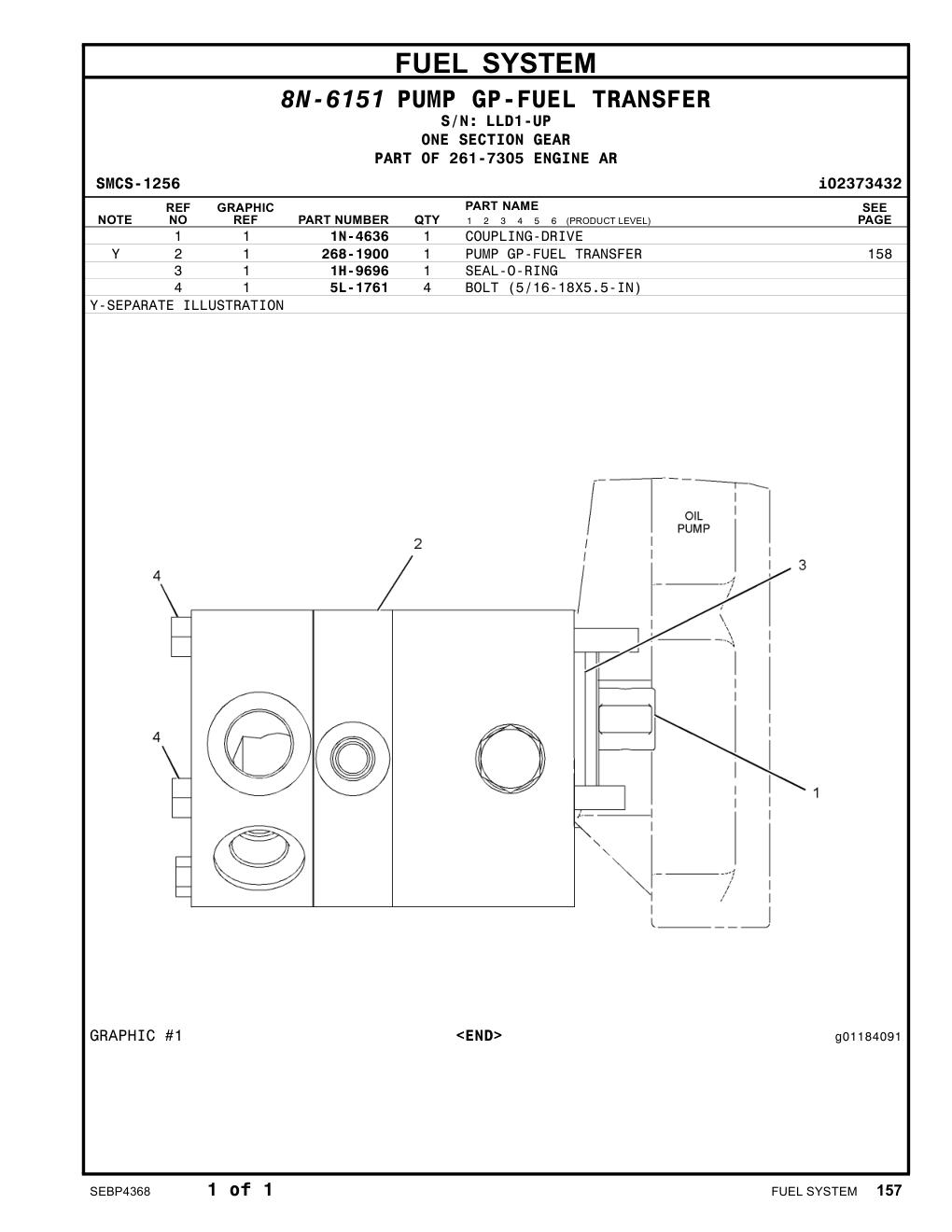 268-1900 PUMP GP-FUEL TRANSFER · S/N LLD1-UP CAT parts manual diagram