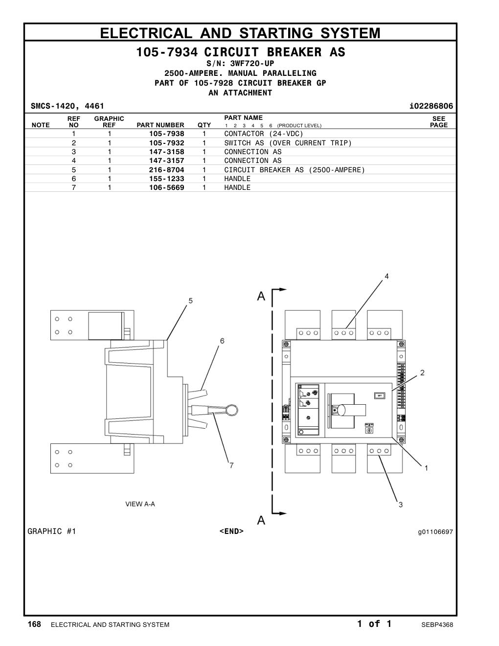 105-7932 SWITCH AS (OVER CURRENT TRIP) · S/N 3WF720-UP CAT parts manual diagram