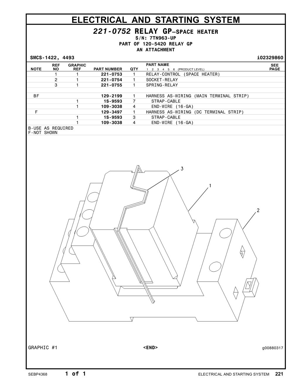 221-0754 SOCKET-RELAY · S/N 7TN963-UP CAT parts manual diagram