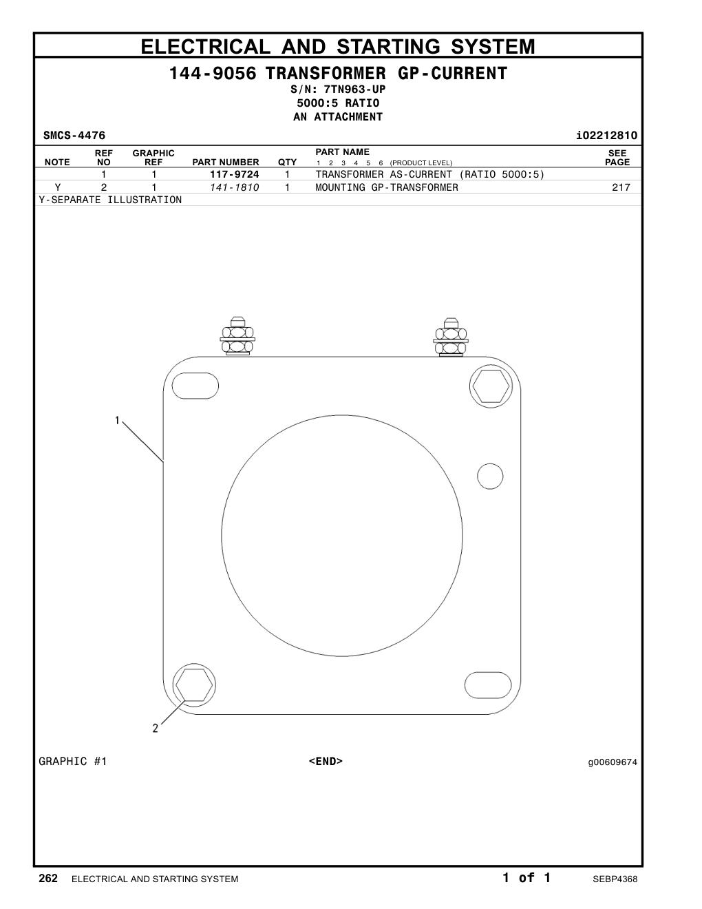 117-9724 TRANSFORMER AS-CURRENT (RATIO 5000:5) · S/N 7TN963-UP CAT parts manual diagram