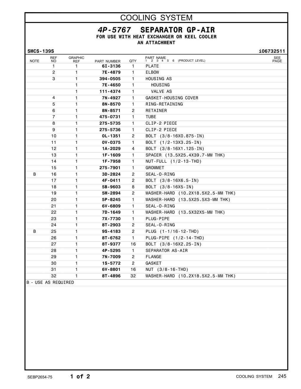 475-0731 TUBE CAT parts manual diagram