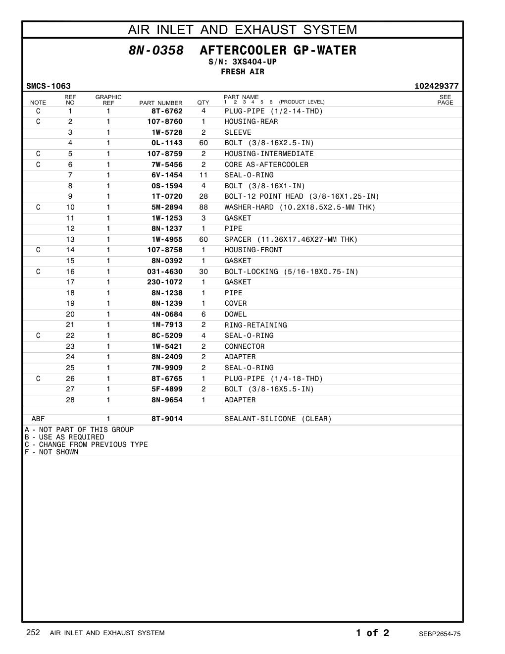 8N-0392 GASKET · S/N 3XS404-UP CAT parts manual diagram