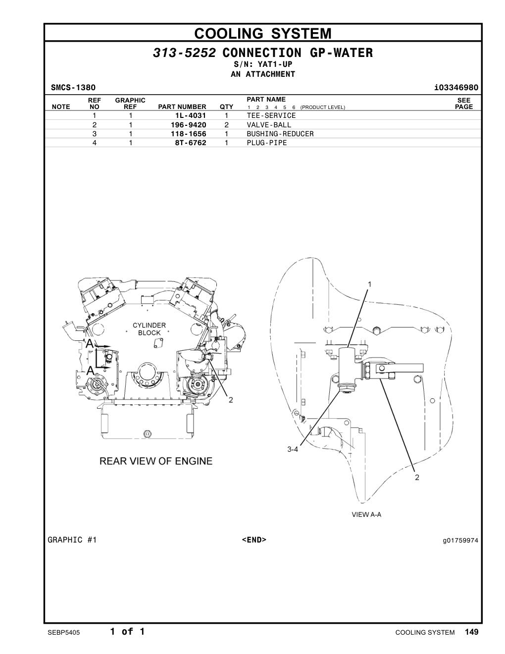 196-9420 VALVE-BALL · S/N YAT1-UP CAT parts manual diagram