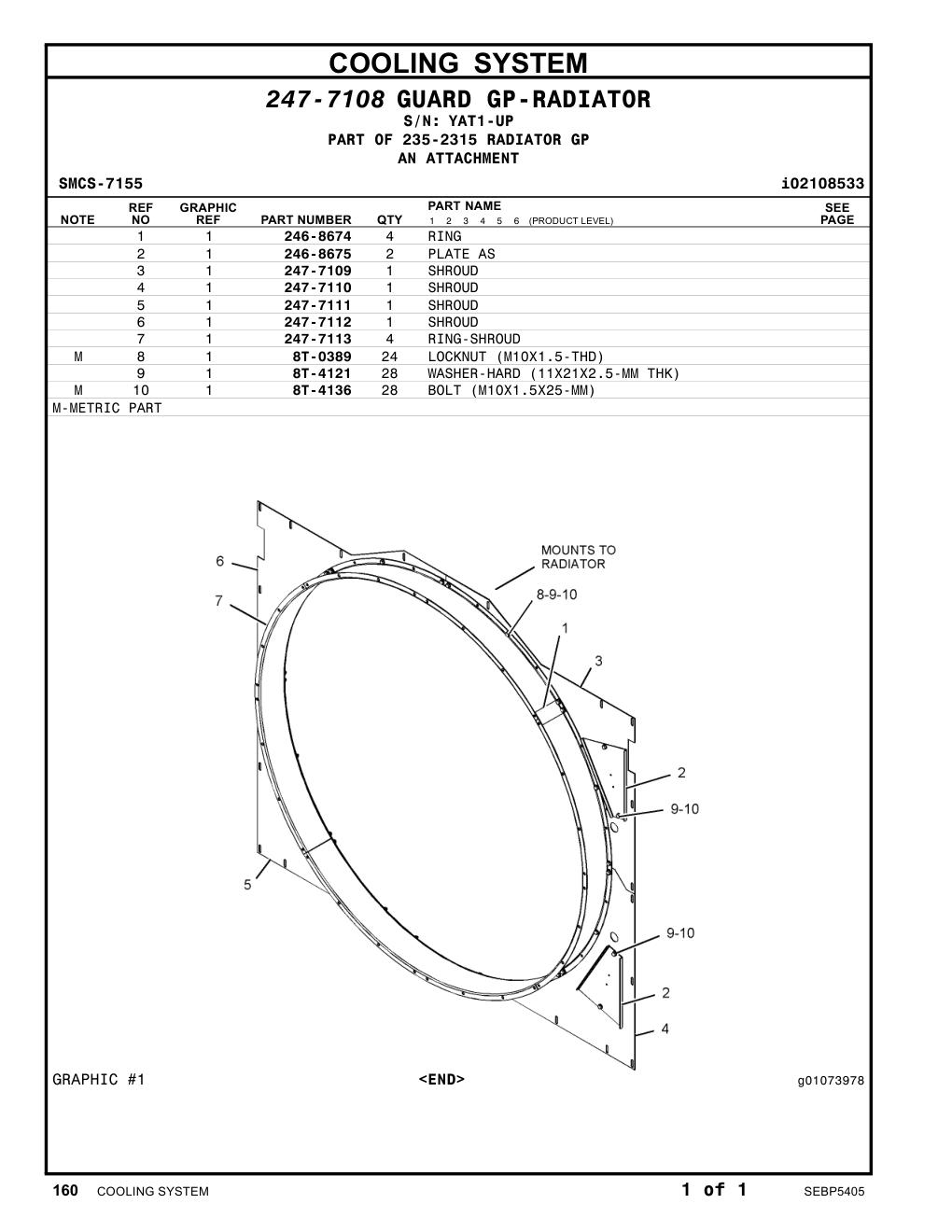 247-7113 RING-SHROUD · S/N YAT1-UP CAT parts manual diagram