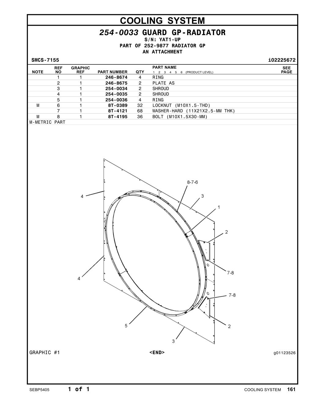 254-0036 RING · S/N YAT1-UP CAT parts manual diagram