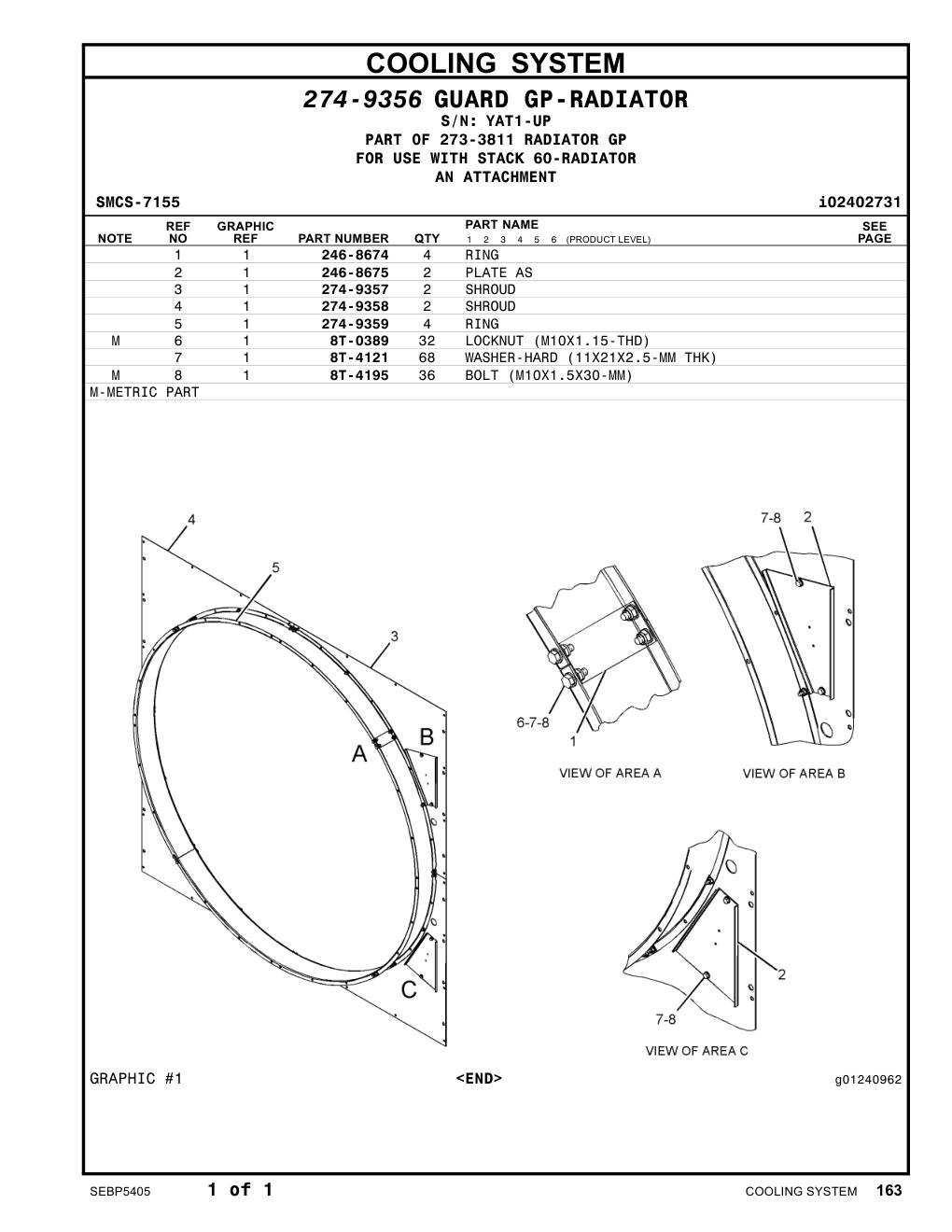 274-9359 RING · S/N YAT1-UP CAT parts manual diagram