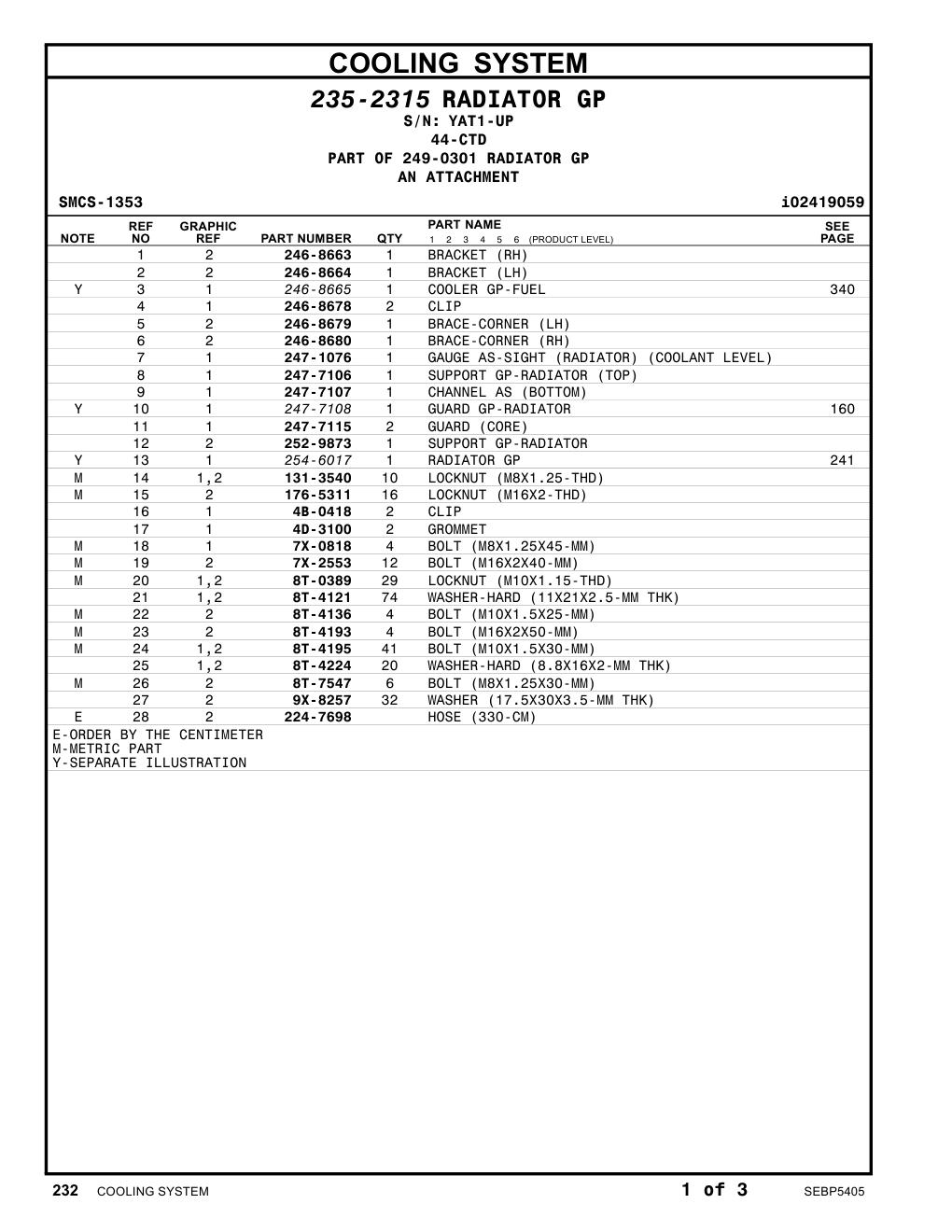 246-8678 CLIP · S/N YAT1-UP CAT parts manual diagram