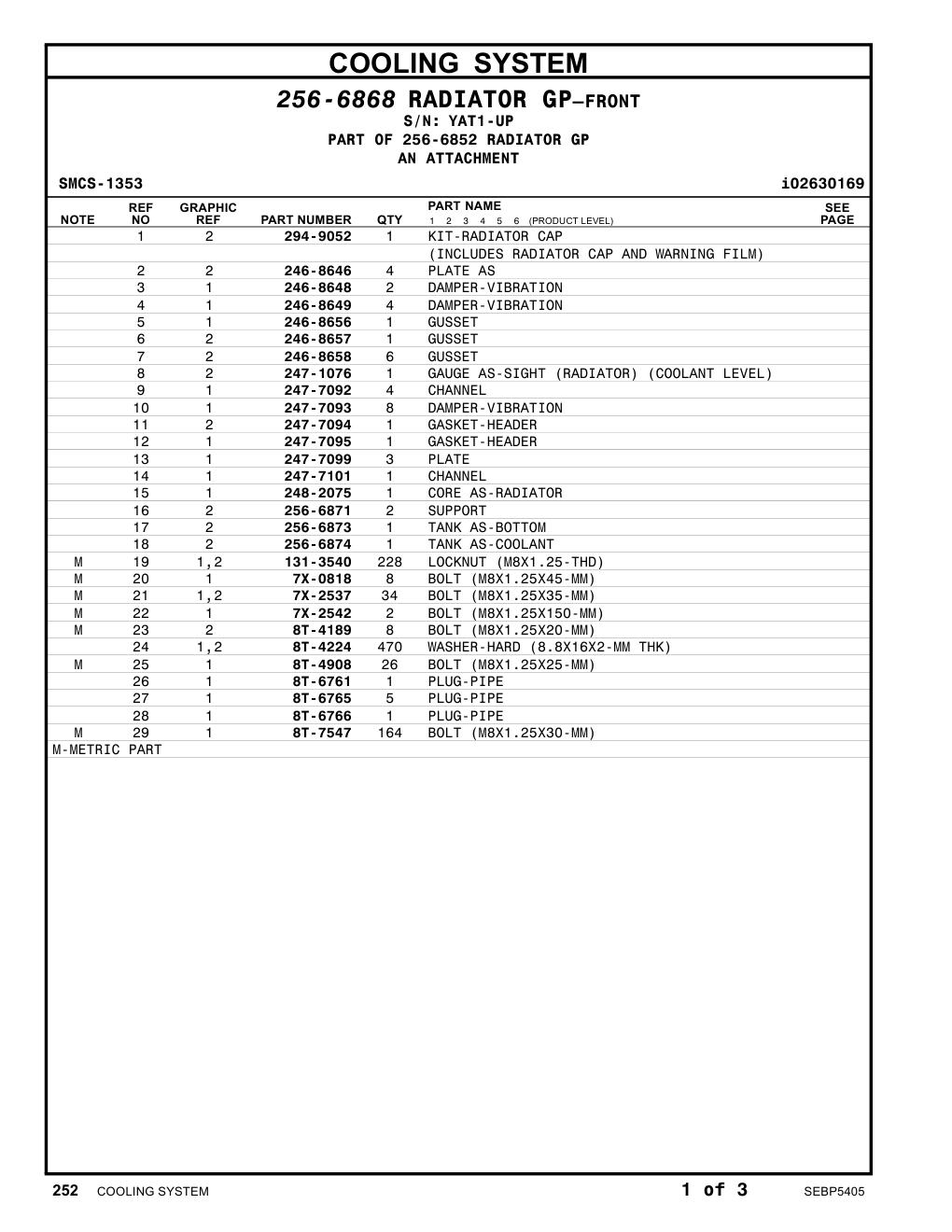 256-6874 TANK AS-COOLANT · S/N YAT1-UP CAT parts manual diagram