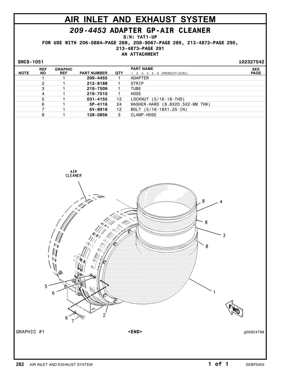 128-0856 CLAMP-HOSE · S/N YAT1-UP CAT parts manual diagram