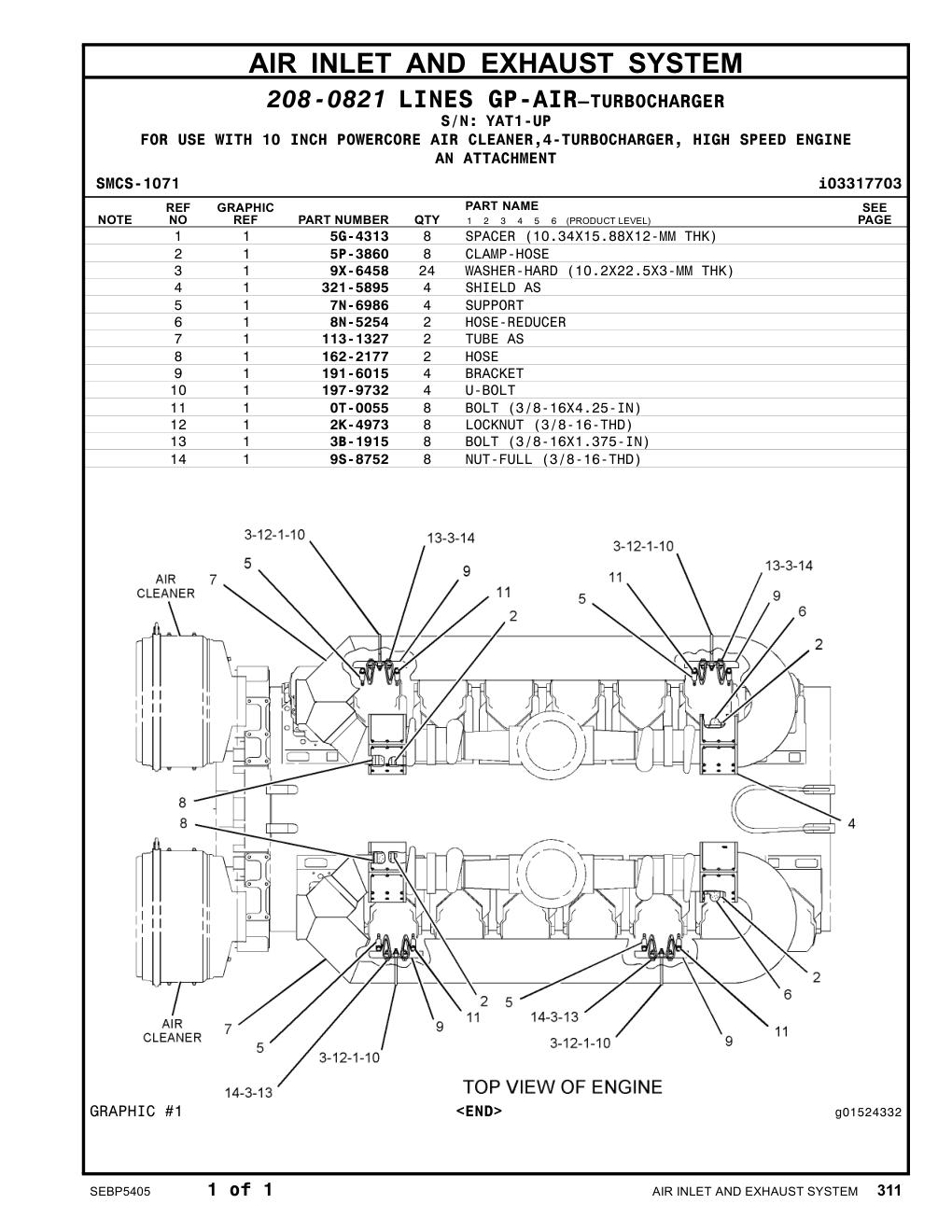 162-2177 HOSE · S/N YAT1-UP CAT parts manual diagram