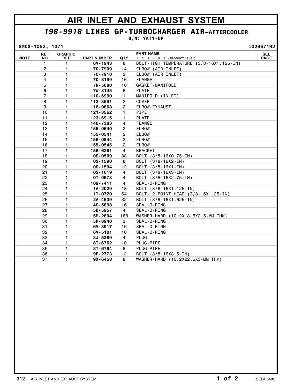 9F-2773 BOLT (3/8-16X8.5-IN) · S/N YAT1-UP CAT parts manual diagram