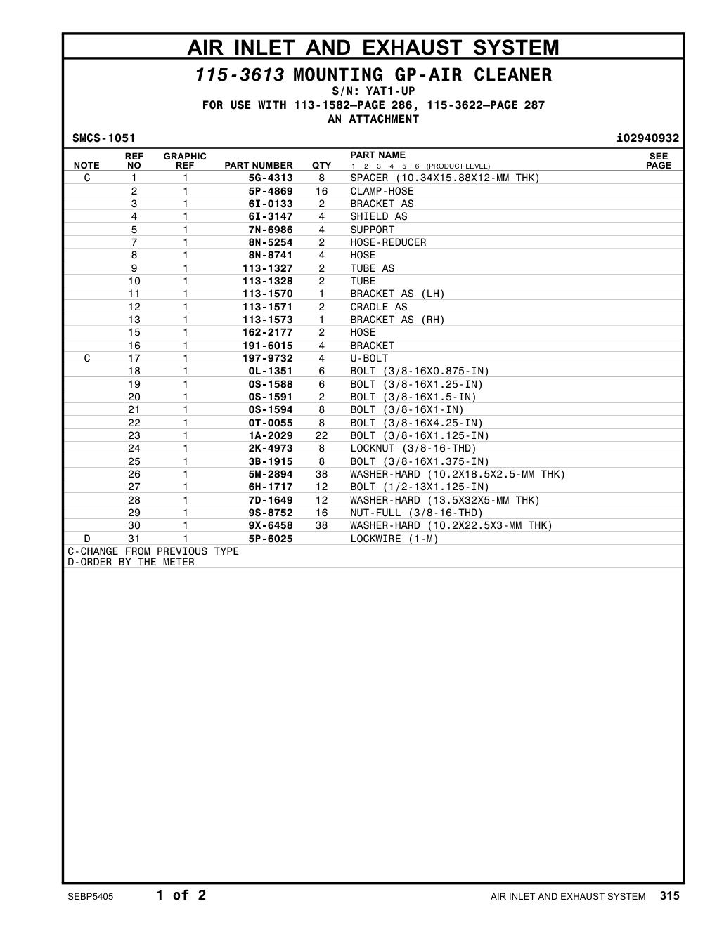 8N-8741 HOSE · S/N YAT1-UP CAT parts manual diagram