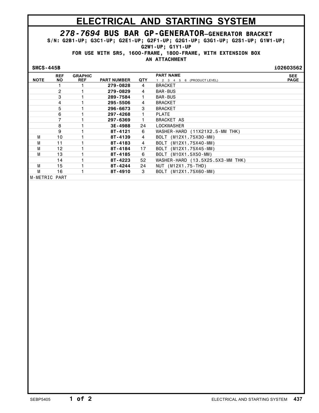 289-7584 BAR-BUS CAT parts manual diagram