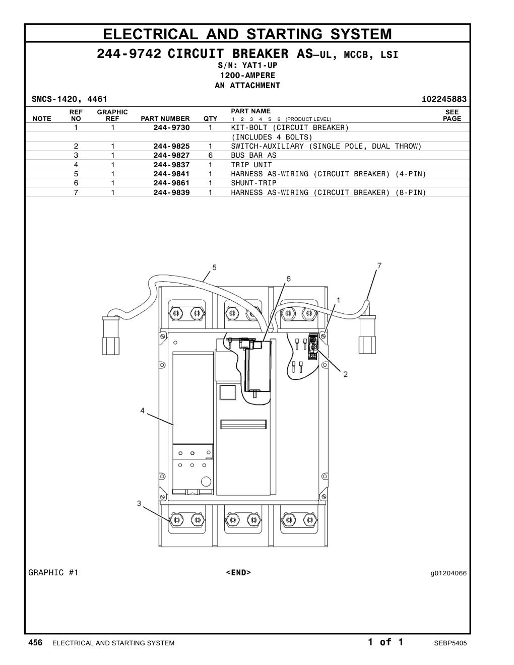 244-9730 KIT-BOLT (CIRCUIT BREAKER) · S/N YAT1-UP CAT parts manual diagram