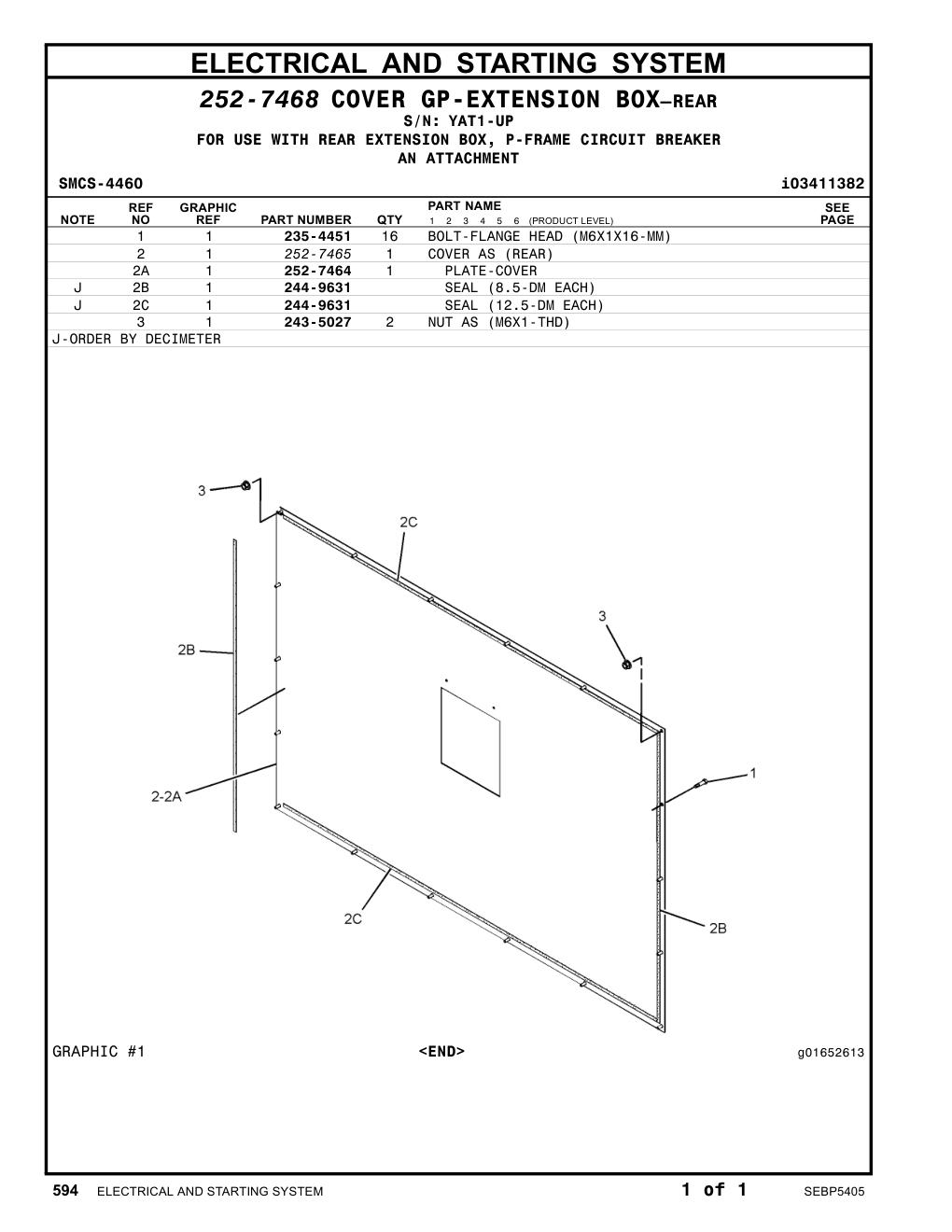 243-5027 NUT AS (M6X1-THD) · S/N YAT1-UP CAT parts manual diagram
