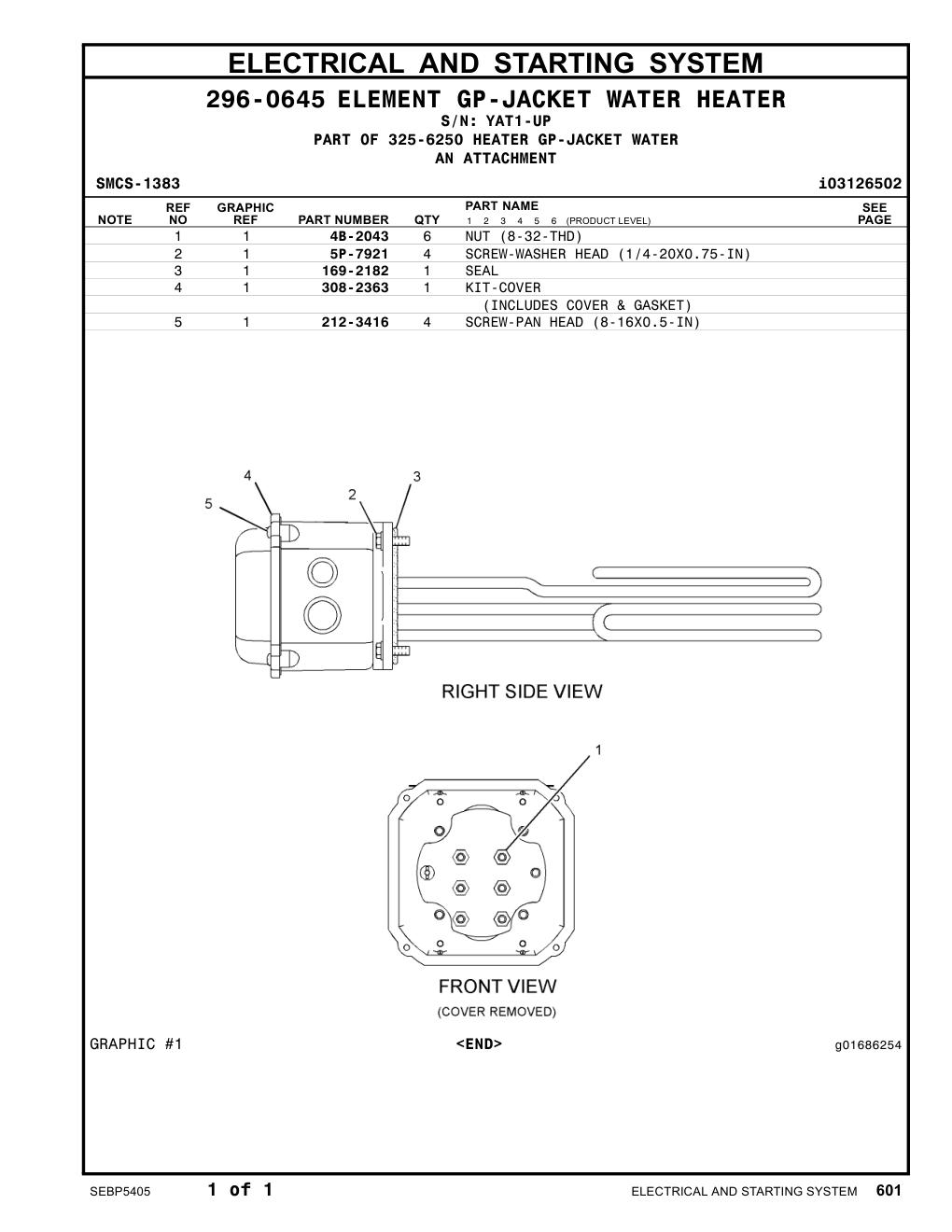 308-2363 KIT-COVER · S/N YAT1-UP CAT parts manual diagram