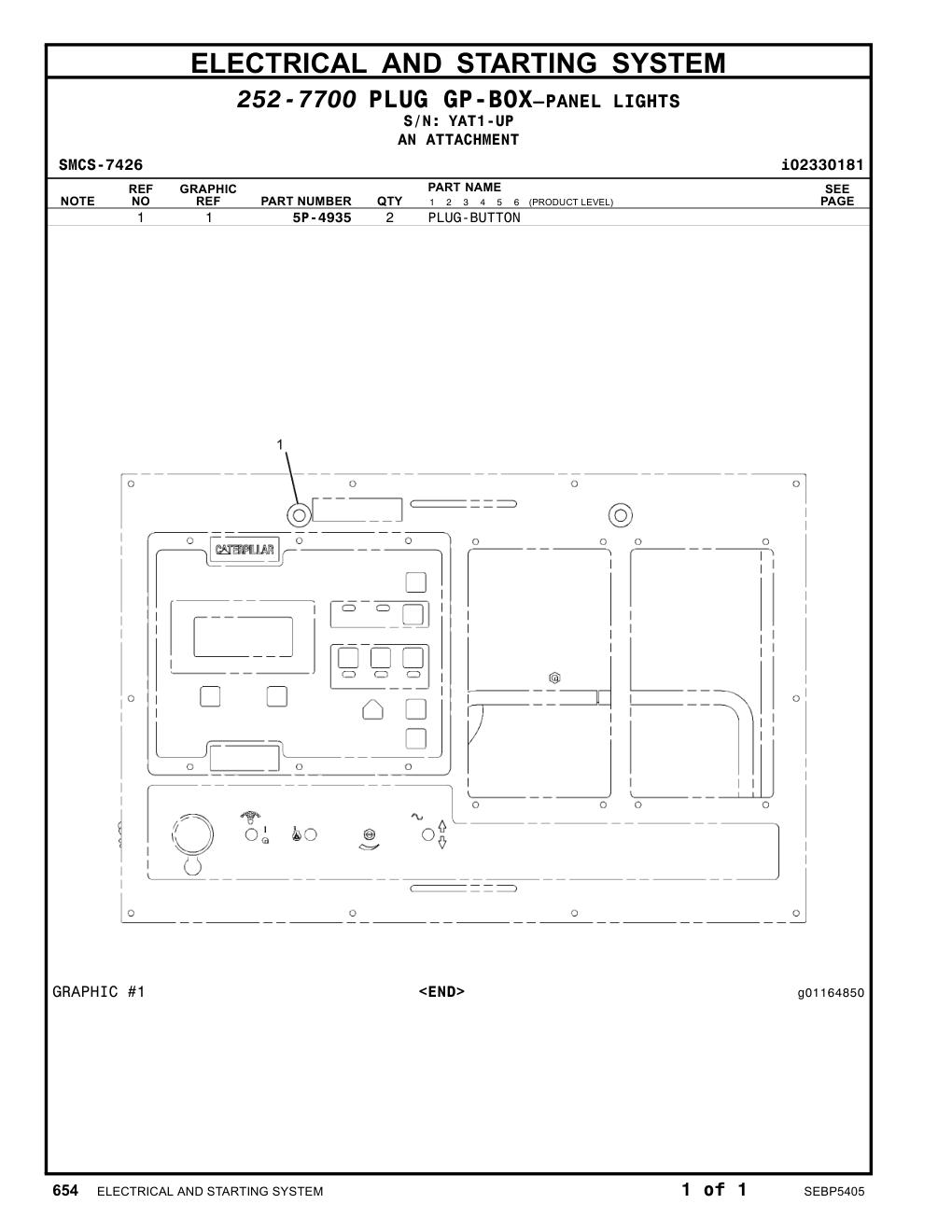 5P-4935 PLUG-BUTTON · S/N YAT1-UP CAT parts manual diagram