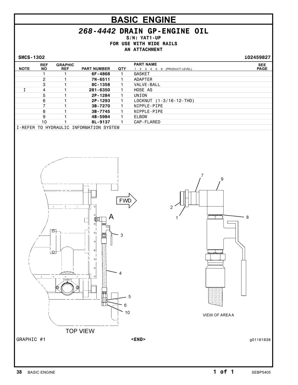 2P-1284 UNION · S/N YAT1-UP CAT parts manual diagram