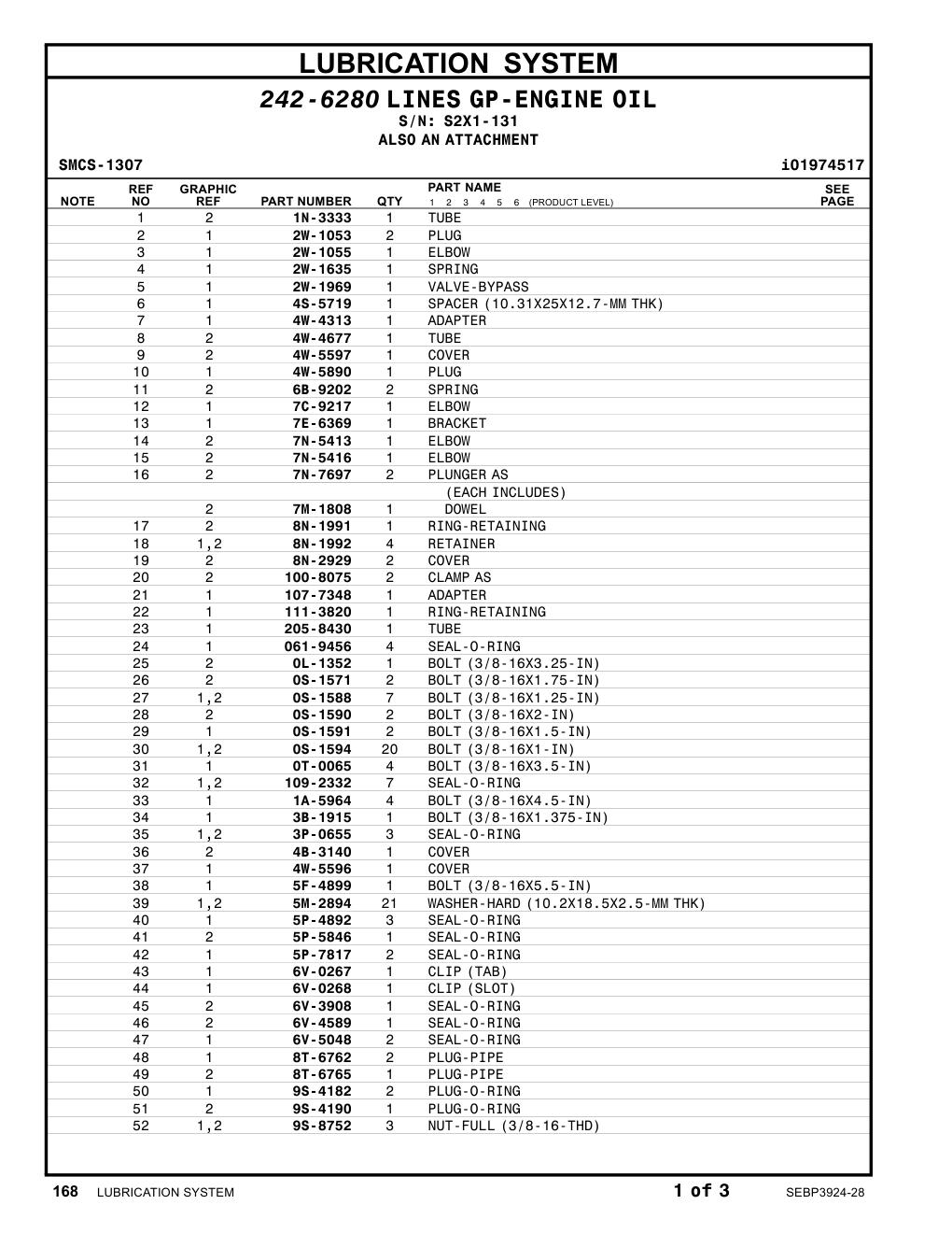4W-5890 PLUG · S/N S2X1-131 CAT parts manual diagram