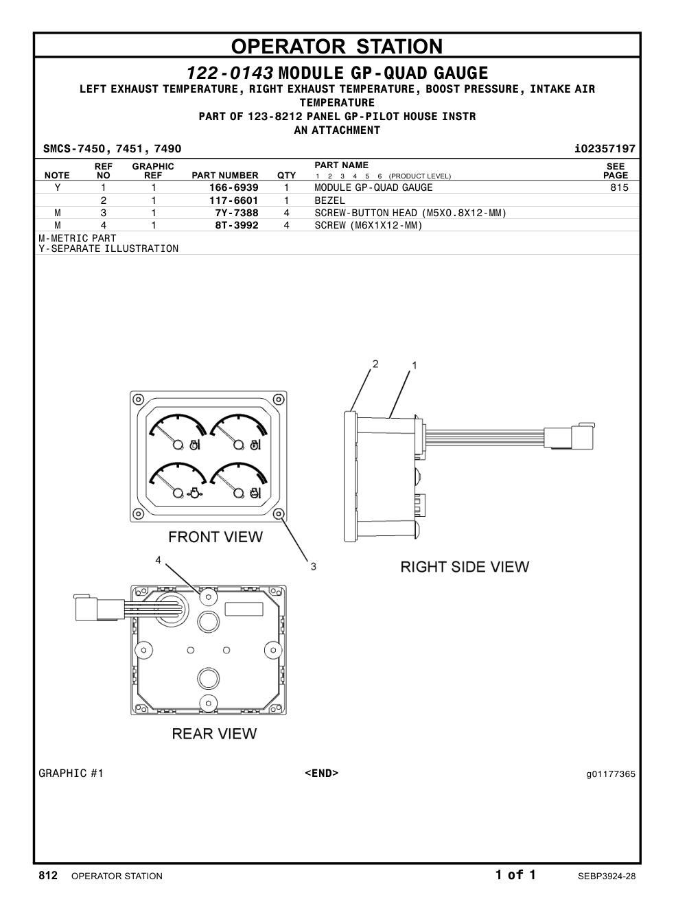 166-6939 MODULEGP-QUAD GAUGE CAT parts manual diagram