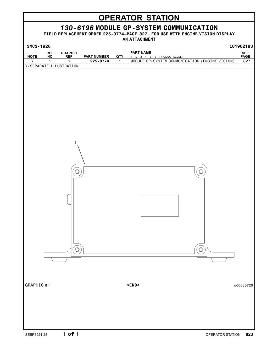 225-0774 MODULEGP-SYSTEMCOMMUNICATION(ENGINEVISION) CAT parts manual diagram