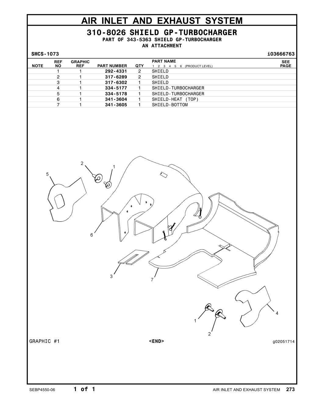 334-5178 SHIELD-TURBOCHARGER CAT parts manual diagram