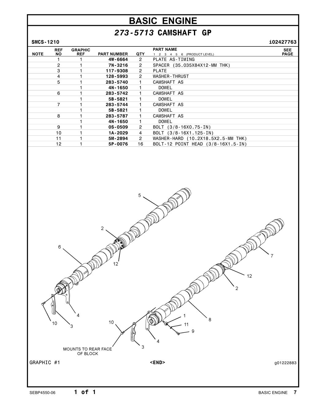 283-5744 CAMSHAFT AS CAT parts manual diagram