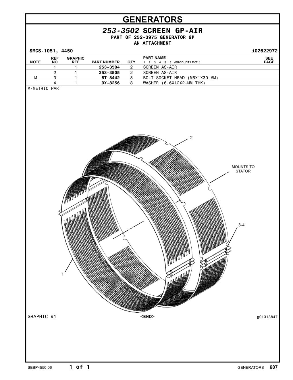 253-3505 SCREEN AS-AIR CAT parts manual diagram