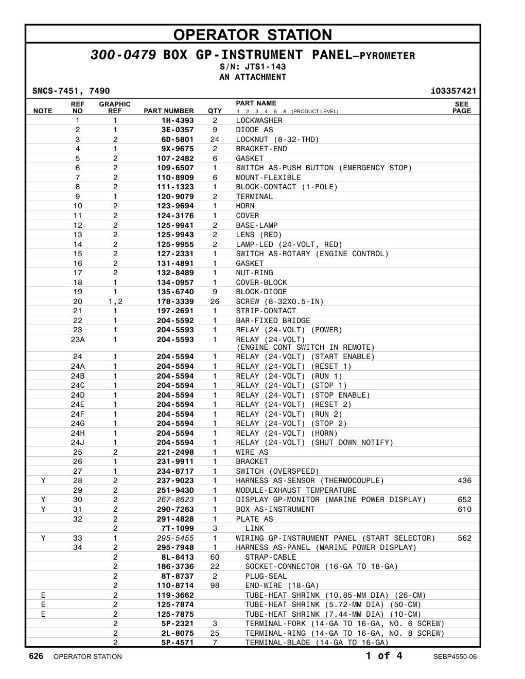 251-9430 PYROMETER-DIGITAL · S/N JTS1-143 CAT parts manual diagram