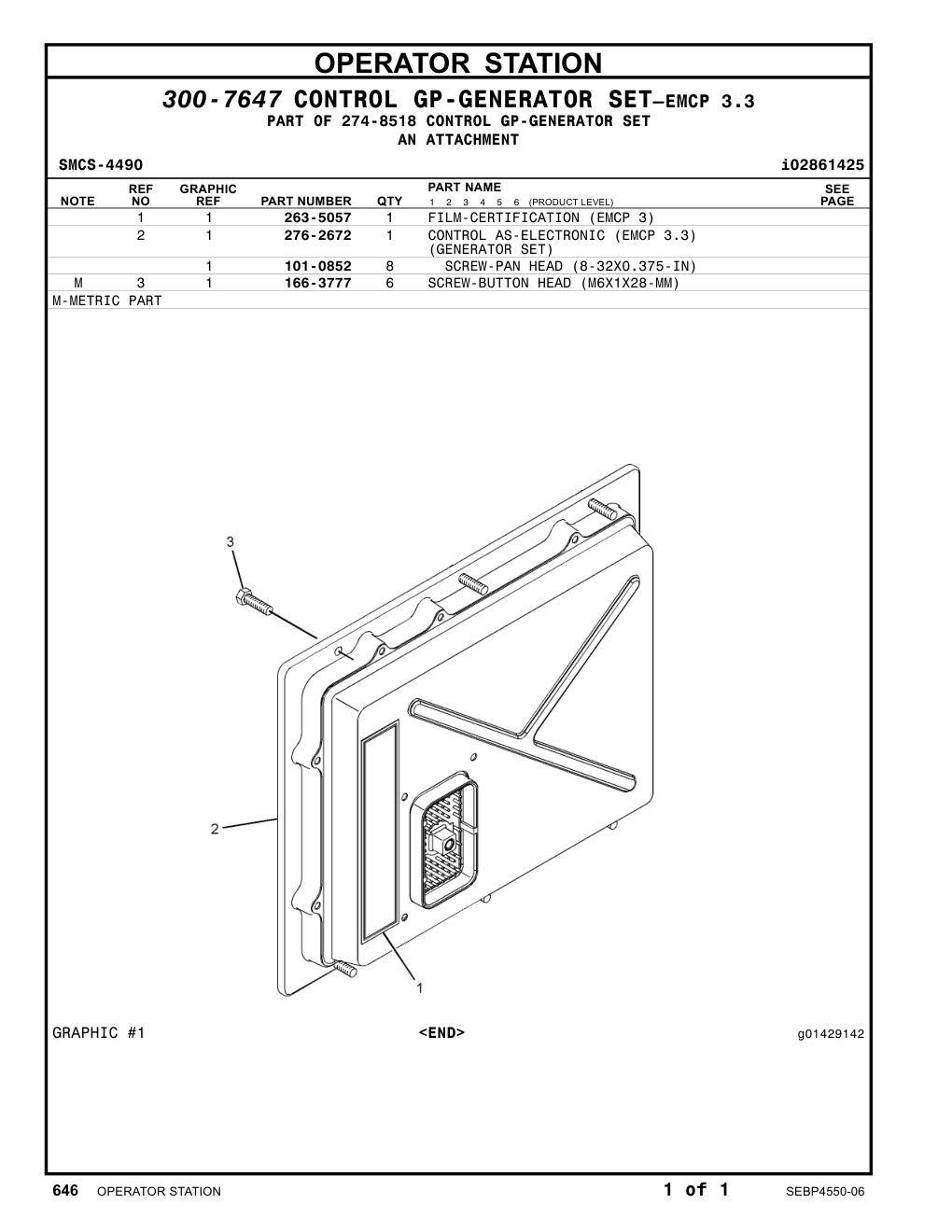 276-2672 CONTROL AS-ELECTRONIC (EMCP 3.3) CAT parts manual diagram