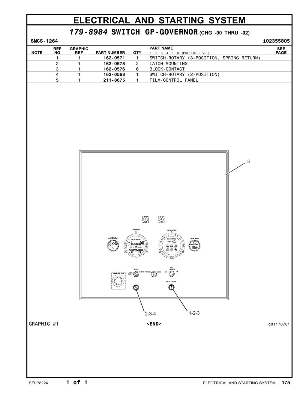 162-0571 SWITCH (3 POSITION SPRING RETURN) CAT parts manual diagram