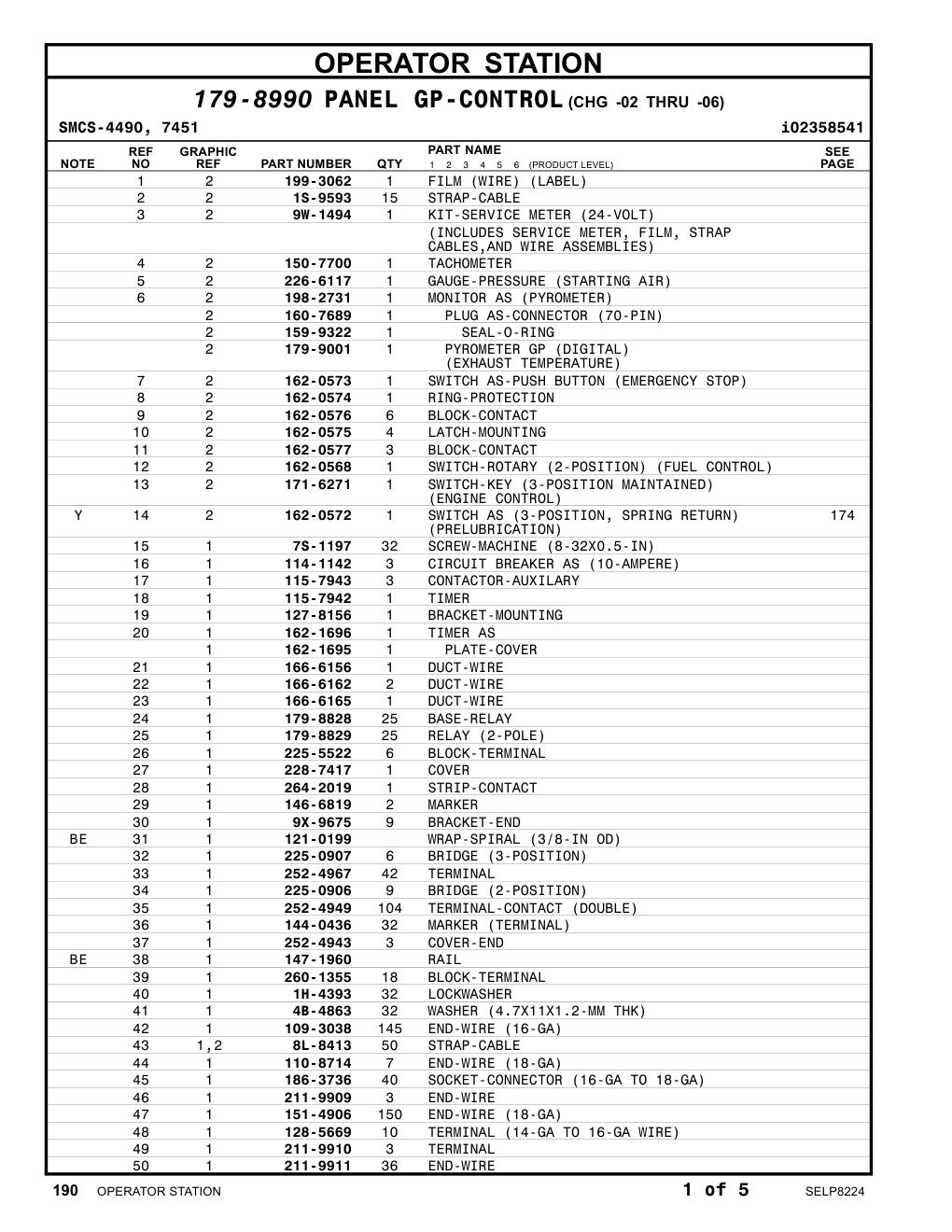 150-7700 TACHOMETER CAT parts manual diagram