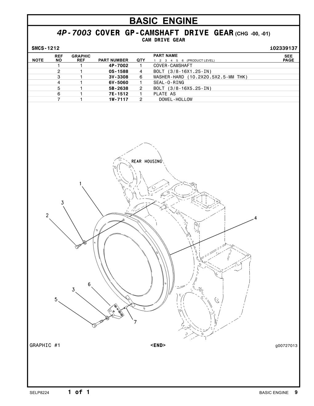 1W-7117 DOWEL-HOLLOW CAT parts manual diagram