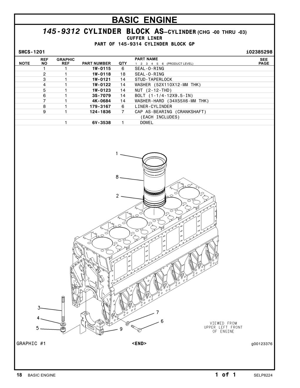179-3167 LINER-CYLINDER CAT parts manual diagram