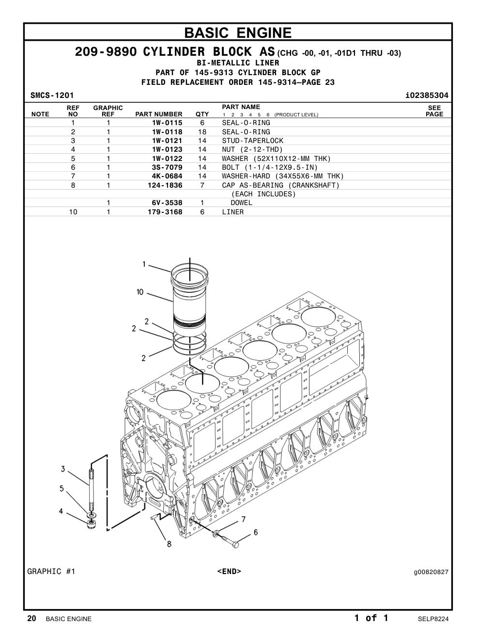 179-3168 LINER CAT parts manual diagram