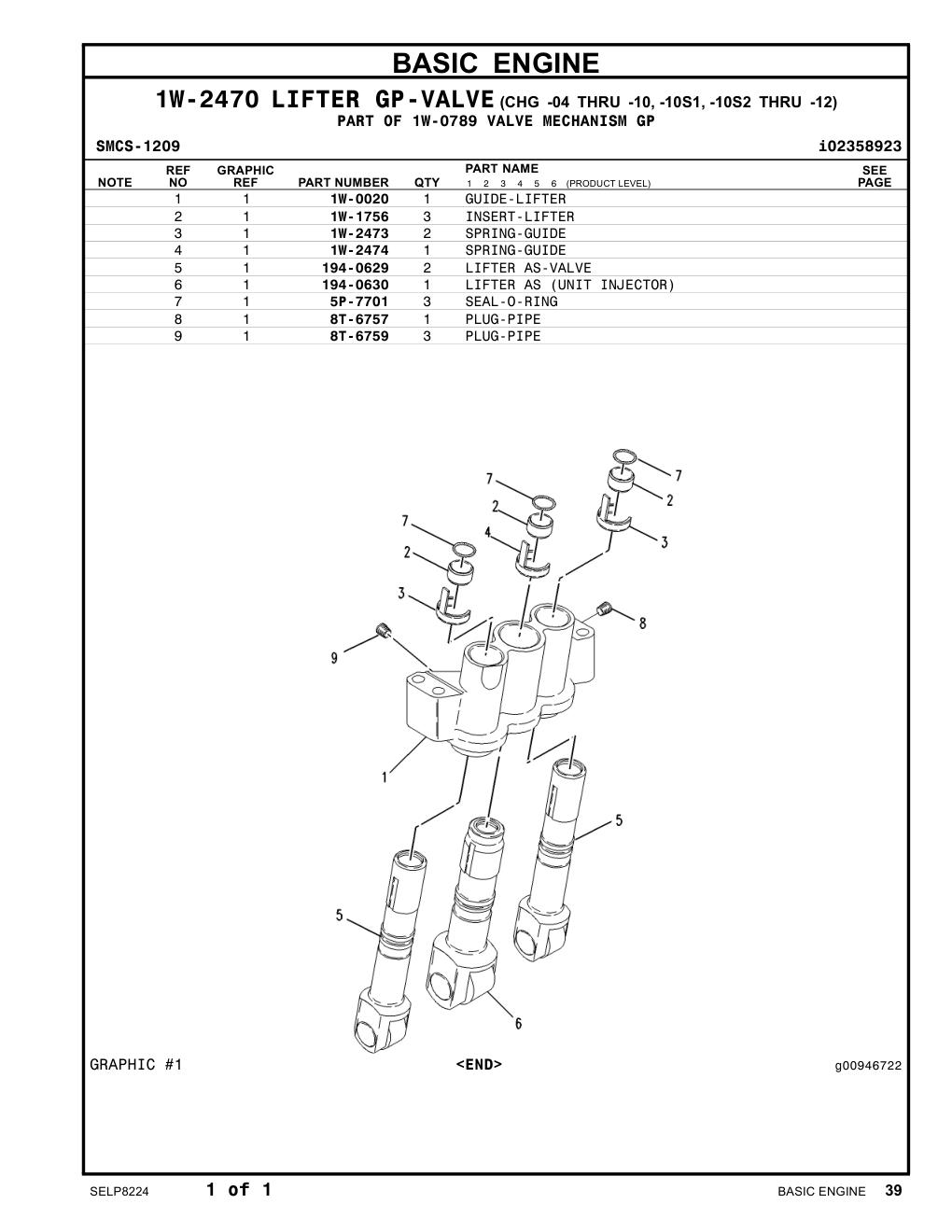 1W-1756 INSERT-LIFTER CAT parts manual diagram