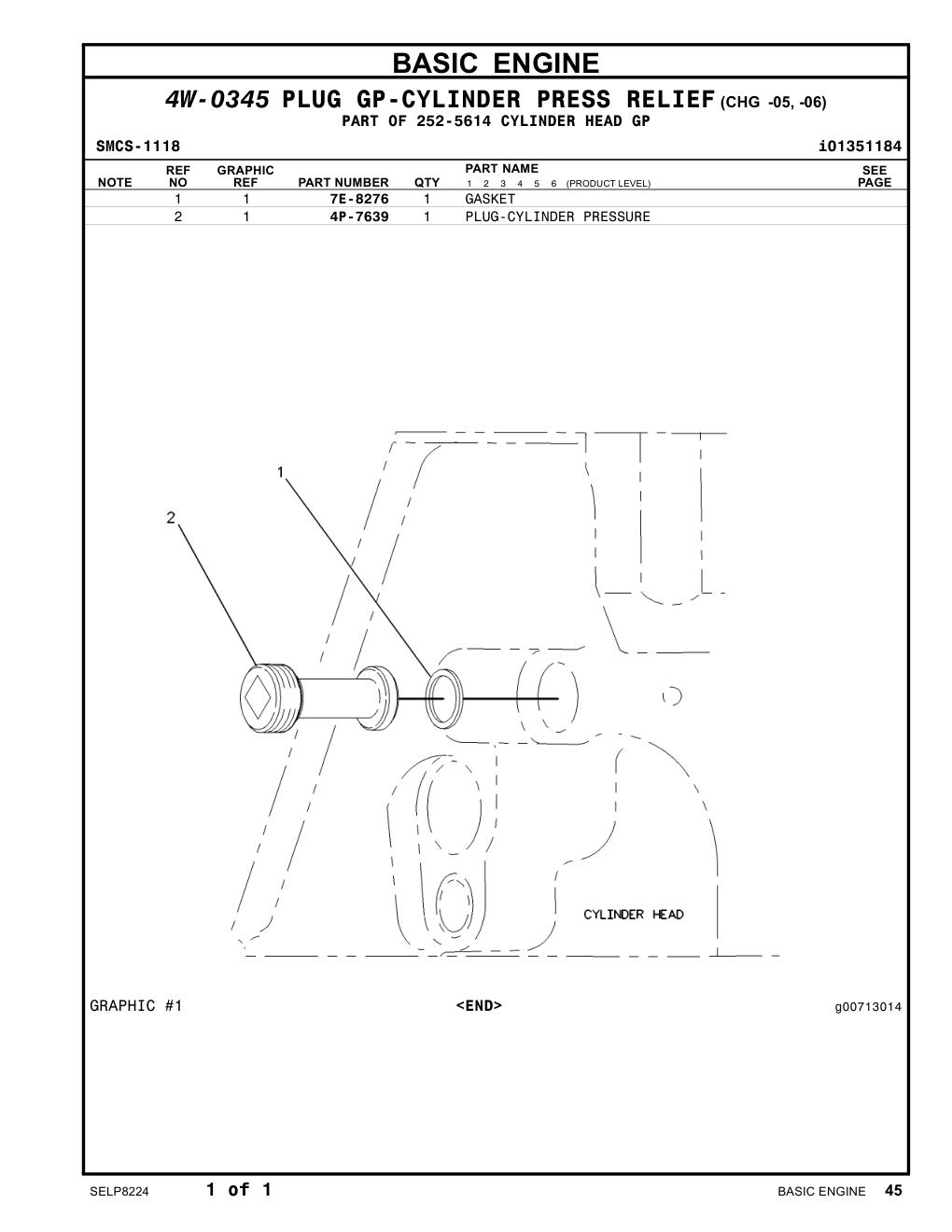 4P-7639 PLUG-CYLINDER PRESSURE CAT parts manual diagram