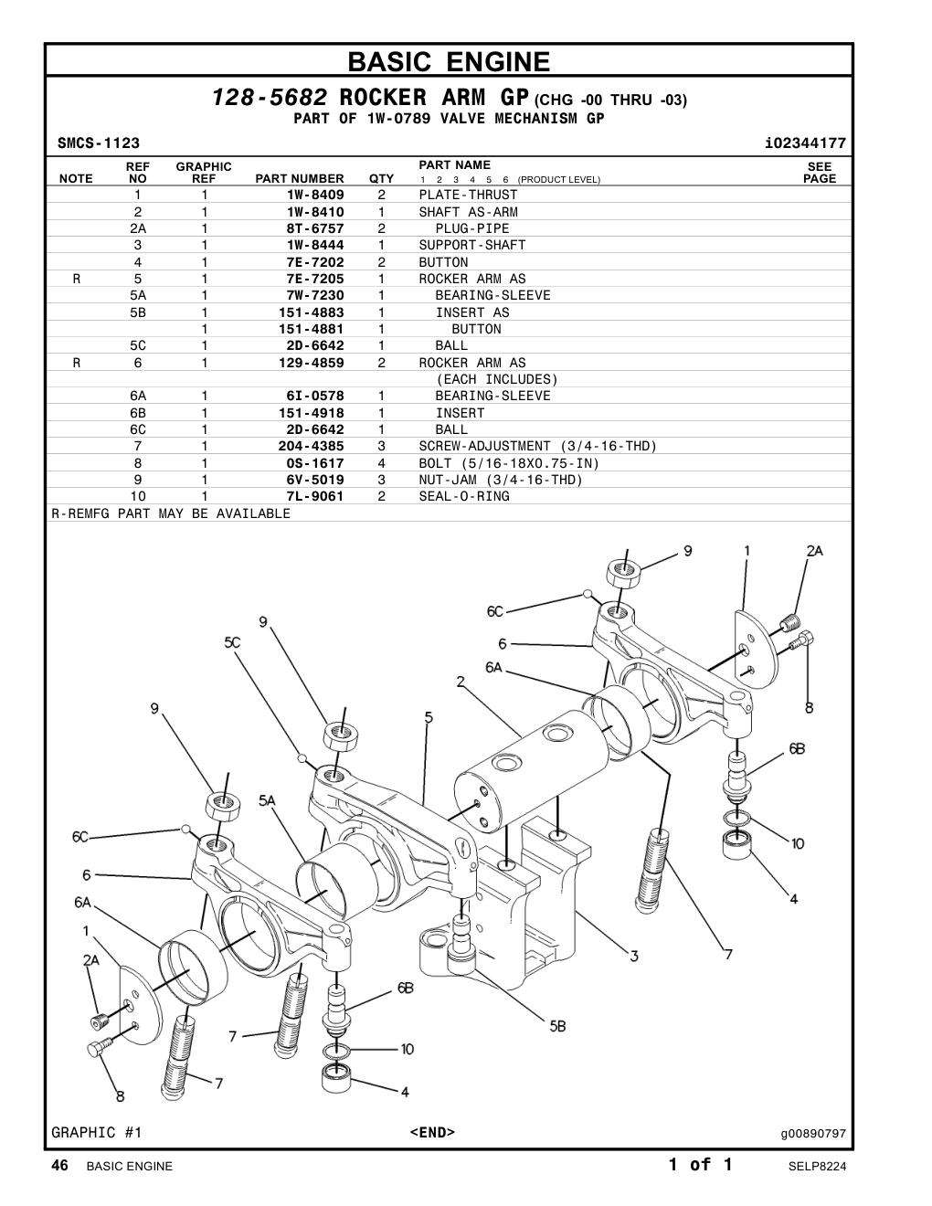 1W-8410 SHAFT AS-ARM CAT parts manual diagram