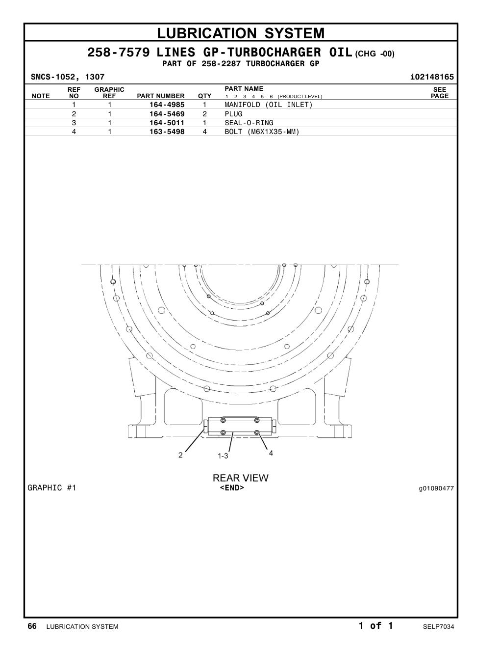 164-4985 MANIFOLD (OIL INLET) CAT parts manual diagram
